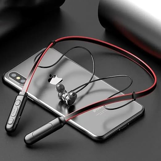 Wireless Bluetooth in Ear Neckband Earbud Portable Headset Sports Running Sweatproof Compatible with All Android Smartphones Noise Cancellation (RED)